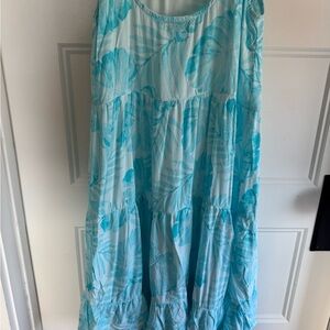 Teal Blue palm leaf design dress